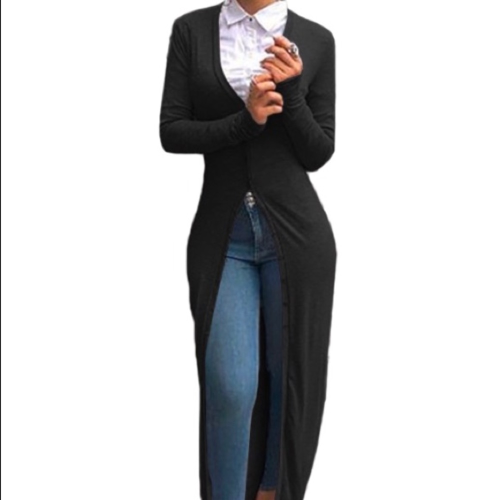 Long Button Duster Cardigan